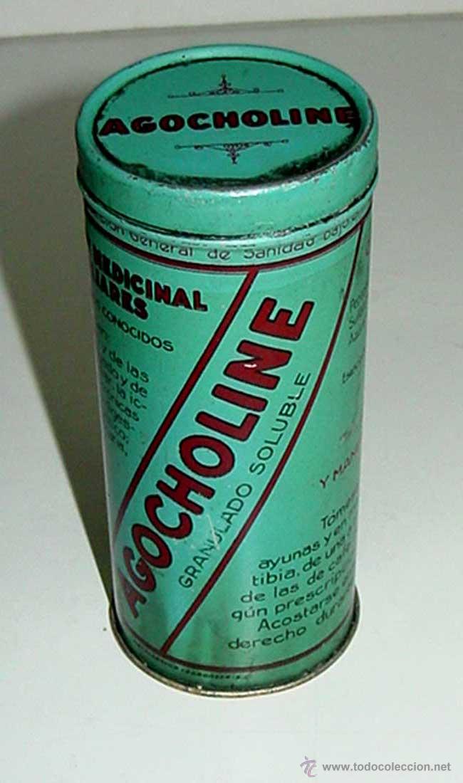 Bo&icirc;tes et petites bo&icirc;tes m&eacute;talliques: ANTIGUA CAJA DE HOJALATA LITOGRAFIADA CON PUBLICIDAD DE FARMACIA AGOCHOLINE. MIDE 12,5 X 5,5 CMS. DR