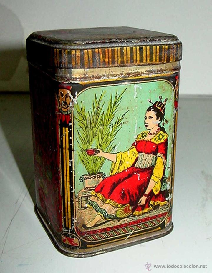 Caixas e caixinhas met&aacute;licas: ANTIGUA CAJA DE HOJALATA LITOGRAFIADA CON PUBLICIDAD DE TE ESPECIAL COMPA&Ntilde;IA COLONIAL - CALLE MAYOR