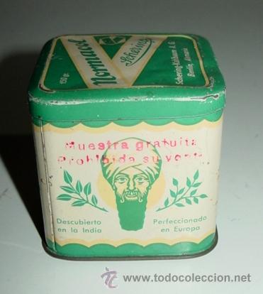 Blechdosen und Kisten: ANTIGUA CAJA DE HOJALATA LITOGRAFIADA CON PUBLICIDAD DE FARMACIA NORMACOL - MIDE 6,5 X 6,5 X 6,5 CMS