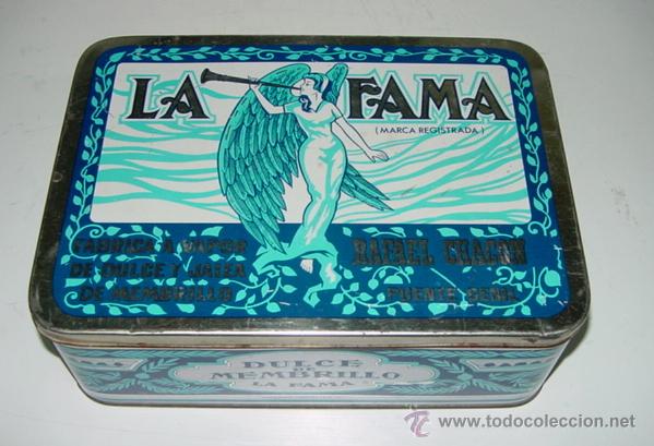 Blechdosen und Kisten: ANTIGUA CAJA DE HOJALATA LITOGRAFIADA CON PUBLICIDAD DE LA FAMA - DULCE Y JALEA DE MEMBRILLO  - RAFA