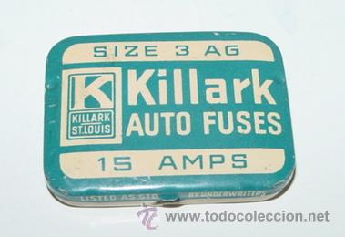 Caixas e caixinhas met&aacute;licas: Antgiua Caja de hojalata con publicidad the killark - mide 4,5 x 3,3 x 0,8 cms.