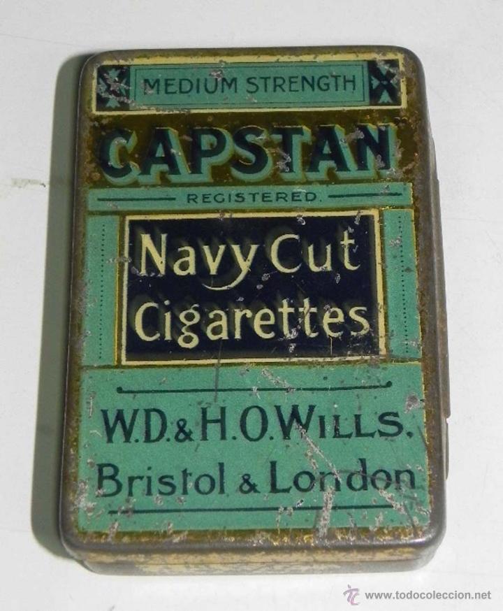 Caixas e caixinhas met&aacute;licas: ANTIGUA CAJA DE HOJALATA LITOGRAFIADA, CAPSTAN NAVY CUT CIGARRETTES, BRISTOL LONDON CON SELLO DE TAB