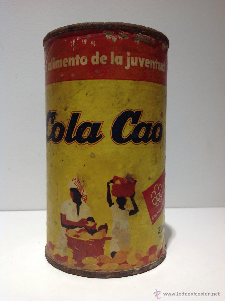 Cajas y cajitas met&aacute;licas: ANTIGUO BOTE DE COLA-CAO, MONTREAL A&Ntilde;O 1976 , 200 GRAMOS , CARTON
