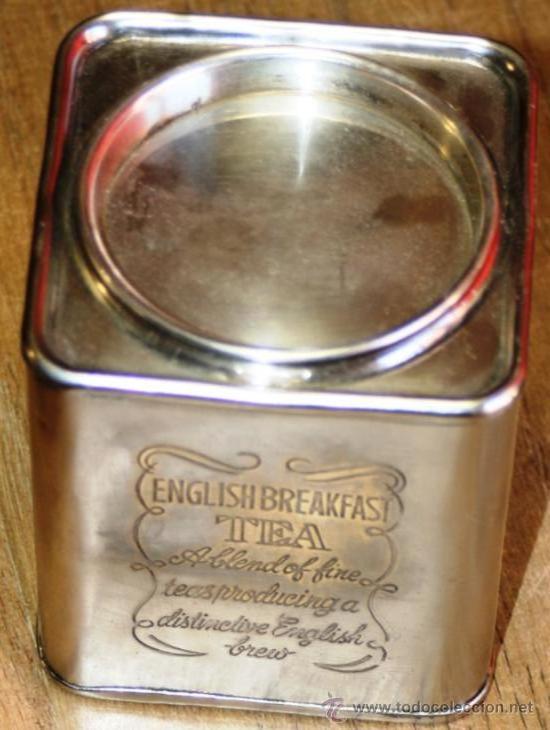 Cajas y cajitas met&aacute;licas: LATA INGLESA DE TE EN ALPACA O LATON BA&Ntilde;ADO EN PLATA ENGLISH BREAKFAST