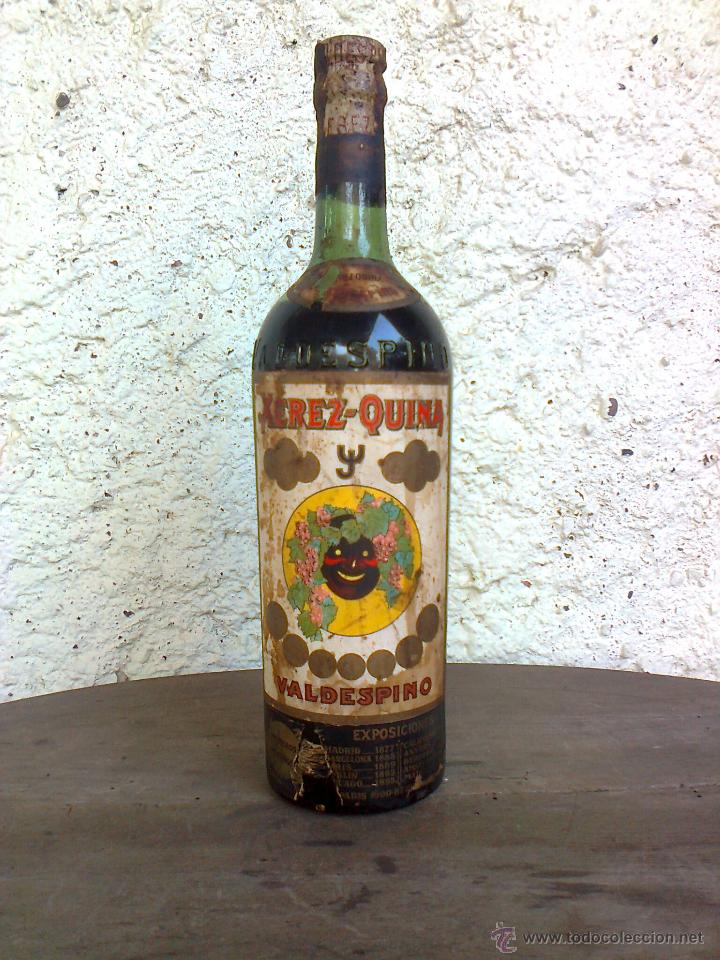 Cajas y cajitas met&aacute;licas: BOTELLA XEREZ - QUINA Y VALDESPINO ETIQUETAS DE PAPEL LETRAS EN RELIEVE