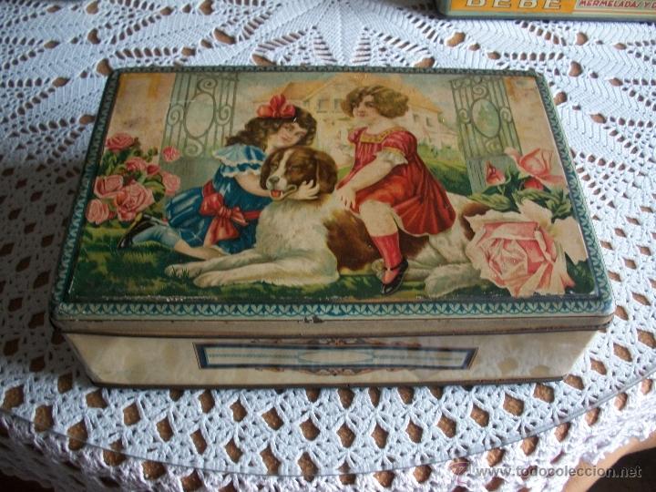 Cajas y cajitas met&aacute;licas: preciosa y antigua caja hojalata de los a&ntilde;os 20