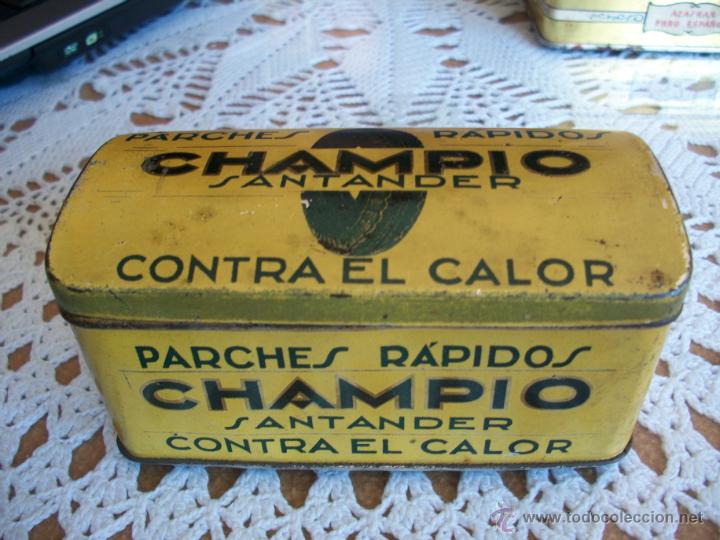 Cajas y cajitas met&aacute;licas: caja de hojalata champio parches rapidos contra el calor, santander