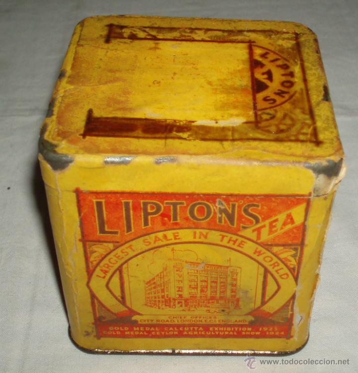 Cajas y cajitas met&aacute;licas: caja de te Lipton llena precintada traida de inglaterra - Foto 1