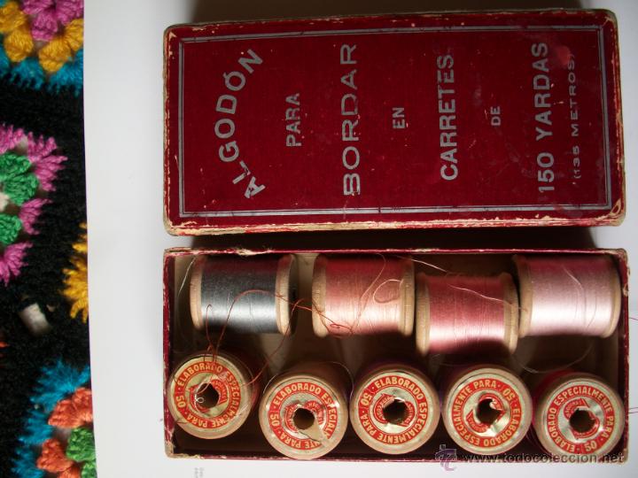 Cajas y cajitas met&aacute;licas: Hilos para bordar en carretes de madera de 150 yardas, con 10 carretes marcas singer, ancora