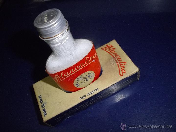 Cajas y cajitas met&aacute;licas: Rarisima antigua caja y bote limpiador calzado y cuero BLANCALINA pieles blancas a&ntilde;os 40 coleccion