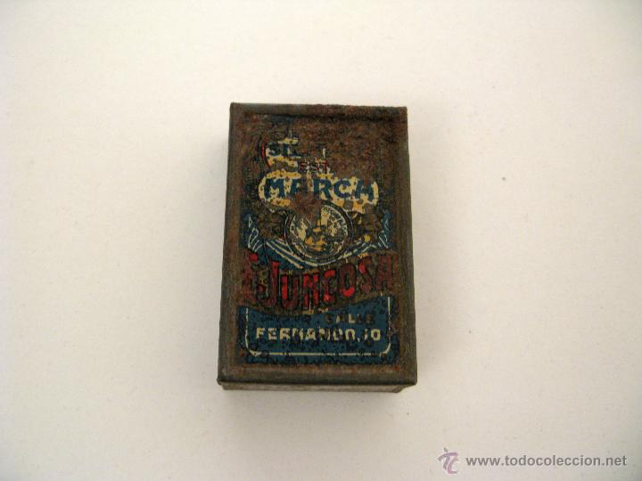 Boxes and metal boxes: Antigua lata de peque&ntilde;as dimensiones de Chocolates Juncosa.