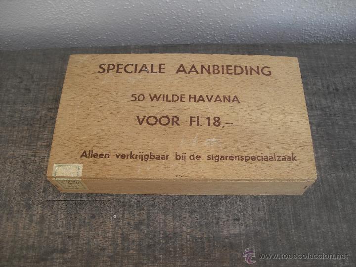 Cajas y cajitas met&aacute;licas: Antigua caja de puros habanos Speciale Aanbiding. 50 Wilde Havana naturel voor FI 18.Tabaco,cigarros