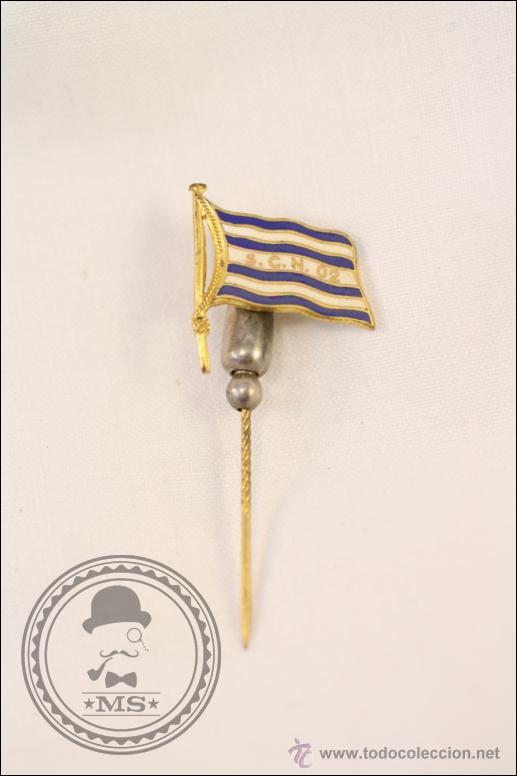 Blechdosen und Kisten: Antigua Insignia de Aguja - Bandera de SCN 02. Club Nataci&oacute; Sabadell - Medidas 20 x 19 Mm