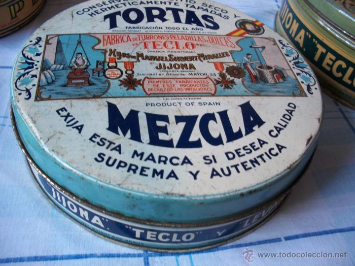 Cajas y cajitas met&aacute;licas: caja de hojalata tortas imperiales, fabrica de turrones peladillas y dulces teclo jijona