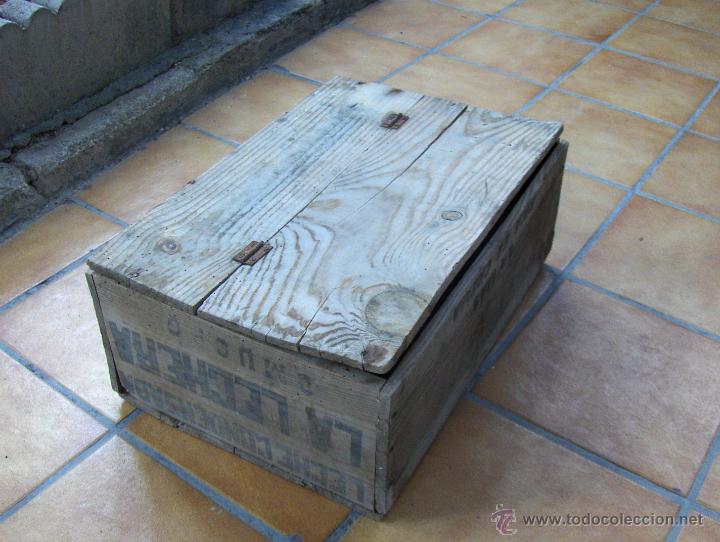 Cajas y cajitas met&aacute;licas: CAJA DE MADERA DE LECHE CONDENSADA LA LECHERA. - Foto 2