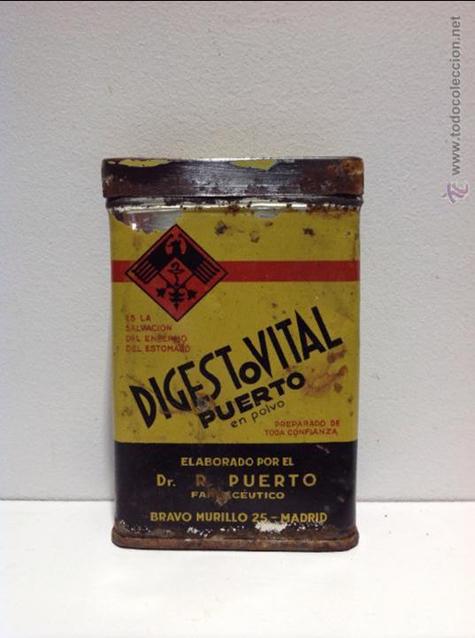 Casse e cassette metalliche: ANTIGUA LATA DE DIGESTIVO ESTOMACAL* DIGESTOVITAL DEL PUERTO EN POLVO*