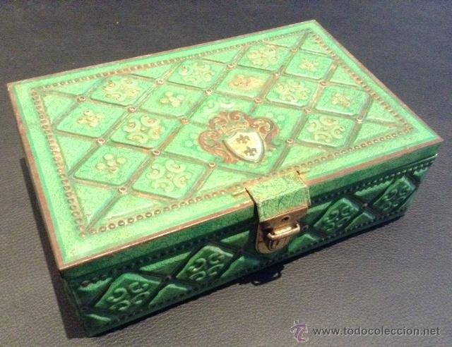 Blechdosen und Kisten: caja de metal chapa hojalata de color verde a&ntilde;os 50-60