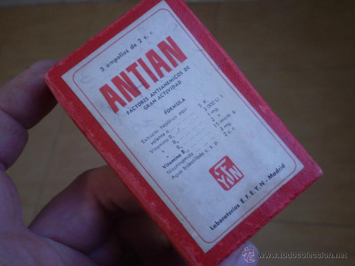 Cajas y cajitas met&aacute;licas: ANTIGUA CAJA VACIA AMPOLLAS ANTIAN. LABORATORIOS EFEYN. MADRID.