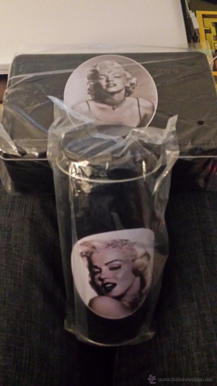 Cajas y cajitas met&aacute;licas: CONJUNTO DE BOTE Y LATA CUADRADA DE MARILYN MONROE; EN PERFECTO ESTADO; NUEVAS