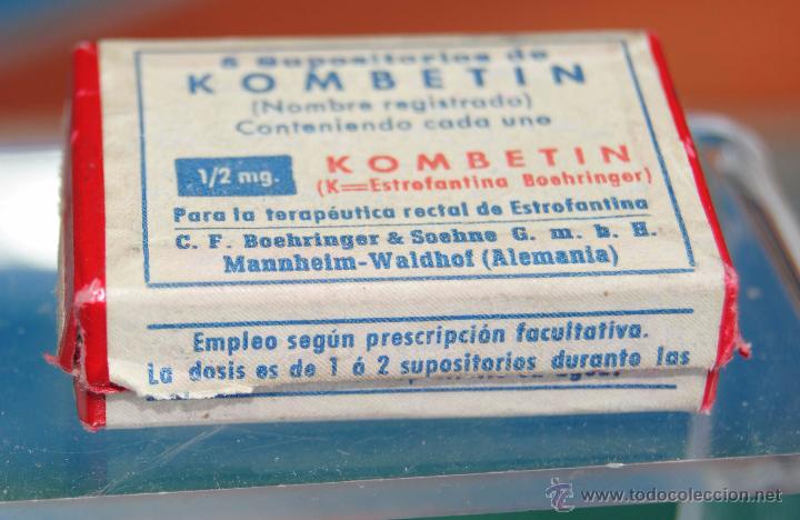 Cajas y cajitas met&aacute;licas: CAJA DE MEDICAMENTO  PARA SUPOSITORIOS  KOMBETIN, BOEHRINGER S.A , VACIA.