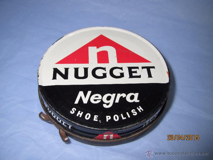 Bo&icirc;tes et petites bo&icirc;tes m&eacute;talliques: Caja de Hojalata Litografiada Crema para Zapatos Negra NUGGET de BRASSO Bilbao - Tama&ntilde;o Grande N&ordm; 5