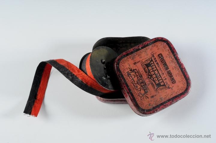 Cajas y cajitas met&aacute;licas: ANTIGUA CAJA METALICA CROWN BRAND CON CINTA HECTOGRAFICA