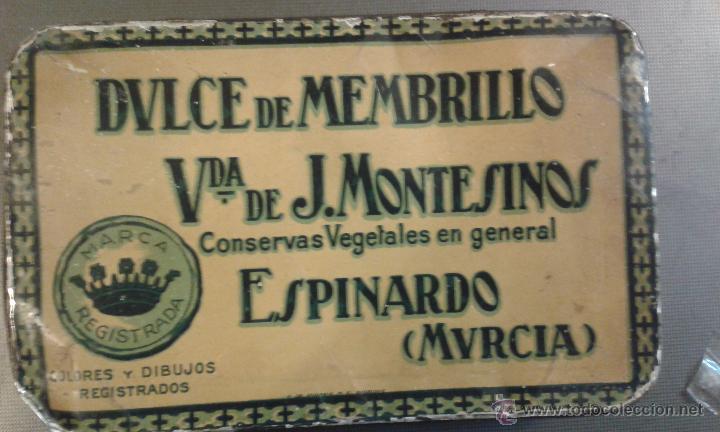 Bo&icirc;tes et petites bo&icirc;tes m&eacute;talliques: Dulce de membrillo Viuda de J. Montesinos. Espinardo Murcia.