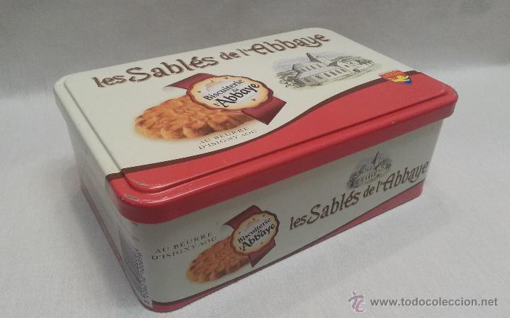 Cajas y cajitas met&aacute;licas: CAJA METALICA DE GALLETAS FRANCESAS - LES SABLES DE L'ABBAYE - FRANCIA