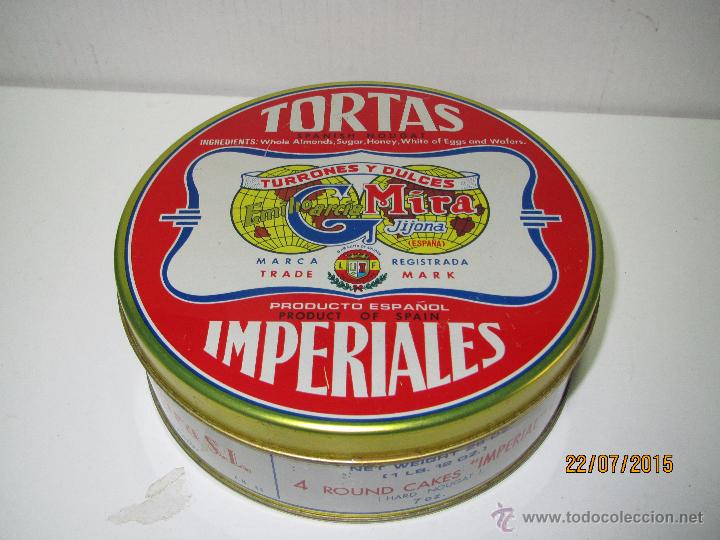 Blechdosen und Kisten: Antigua Caja en Chapa Litografiada de Tortas Imperiales EMILIO GARCIA MIRA de Jijona - A&ntilde;o 1960s.