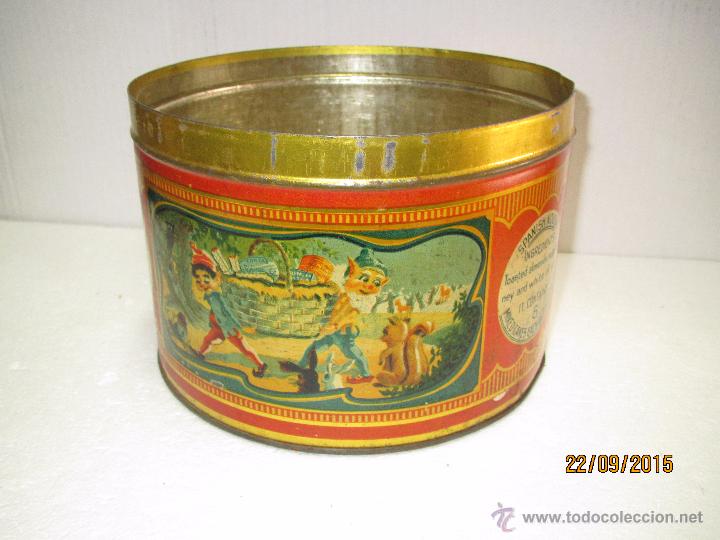 Bo&icirc;tes et petites bo&icirc;tes m&eacute;talliques: Antiguo Bote Lata en Hojalata Litografiada de 8 Tortas Imperiales de 250 gm JIJONA S.A. - A&ntilde;o 1940s