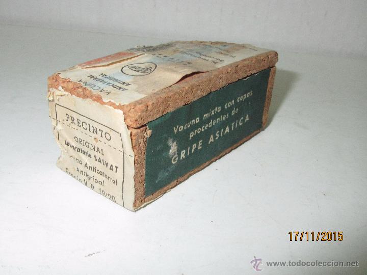 Cajas y cajitas met&aacute;licas: Antigua Caja de Corcho Vacia de Vacuna Mixta GRIPE ASIATICA del A&ntilde;o 1962