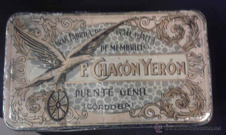 Caixas e caixinhas met&aacute;licas: CAJA DE HOJALATA LITOGRAFIADA CON PUBLICIDAD DE F. CHACON YERON, FABRICA DE DULCE DE MEMBRILLO