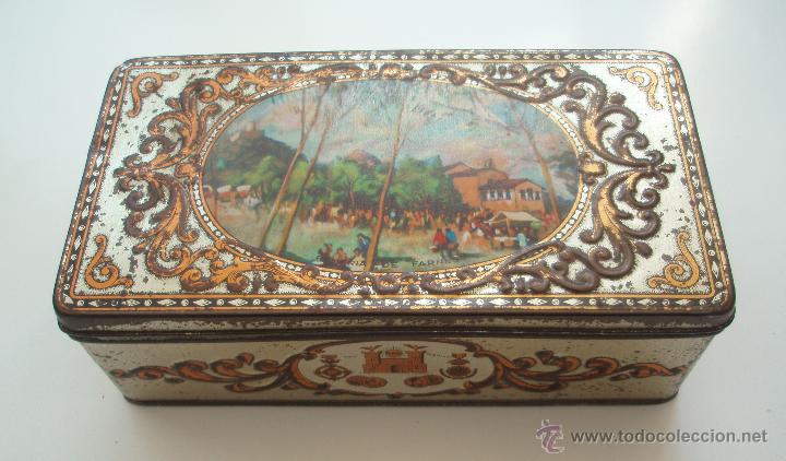 Cajas y cajitas met&aacute;licas: CAJA. ESPECIALIDADES TUYARRO.CREADAS POR LA CASA F. TRIAS. ROMERIA DE STA.COLOMA DE FARN&Eacute;S, GERONA.