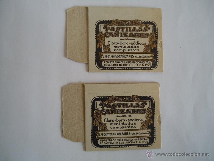 Bo&icirc;tes et petites bo&icirc;tes m&eacute;talliques: 2 CAJAS ANTIGUAS DE FARMACIA SIN MONTAR DE PASTILLAS CA&Ntilde;IZARES