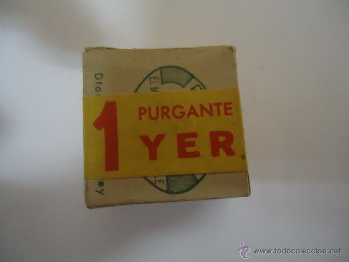 Bo&icirc;tes et petites bo&icirc;tes m&eacute;talliques: CAJA ANTIGUA DE FARMACIA EN CARTON DE PURGANTE YER. NUEVO SIN ABRIR. ---O
