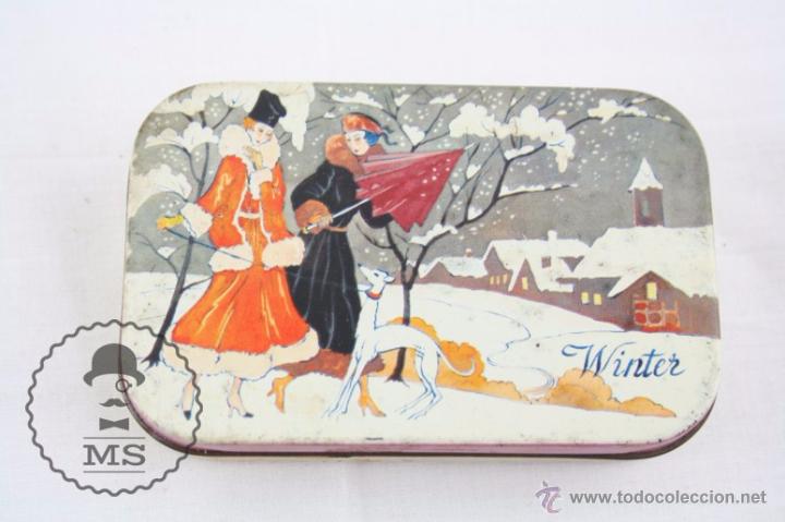 Blechdosen und Kisten: Caja / Cajita Met&aacute;lica - Caramelos Regaliz - Winter / Invierno - Medidas 9,5 x 6 x 2 Cm