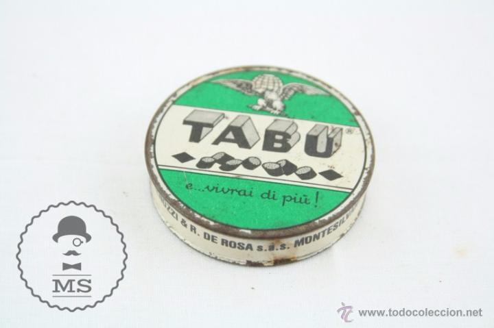 Blechdosen und Kisten: Caja / Cajita Met&aacute;lica - Caramelos Regaliz Tabu - R. De Rosa - Italia - Medidas 4,5 x 4,5 x 1 Cm