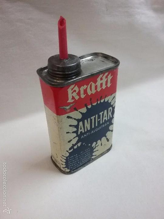 Bo&icirc;tes et petites bo&icirc;tes m&eacute;talliques: ANTIGUA CAJA LATA ENVASE VACIA MET&Aacute;LICA ANTI ALQUITR&Aacute;N DE LA MARCA KRAFFT