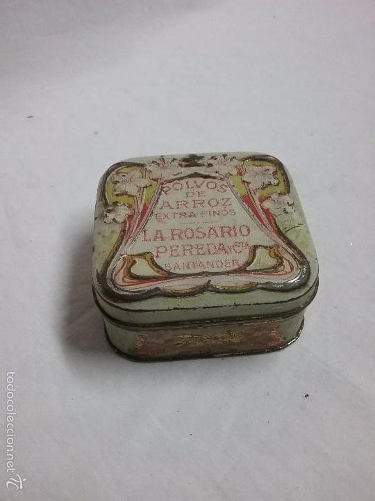 Blechdosen und Kisten: ANTIGUA CAJA MET&Aacute;LICA VACIA POLVOS DE ARROZ EXTRA - FINOS , LA ROSARIO PEREDA ( SANTANDER )