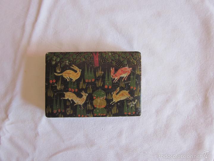 Cajas y cajitas met&aacute;licas: Antigua caja pintada a mano - Foto 2