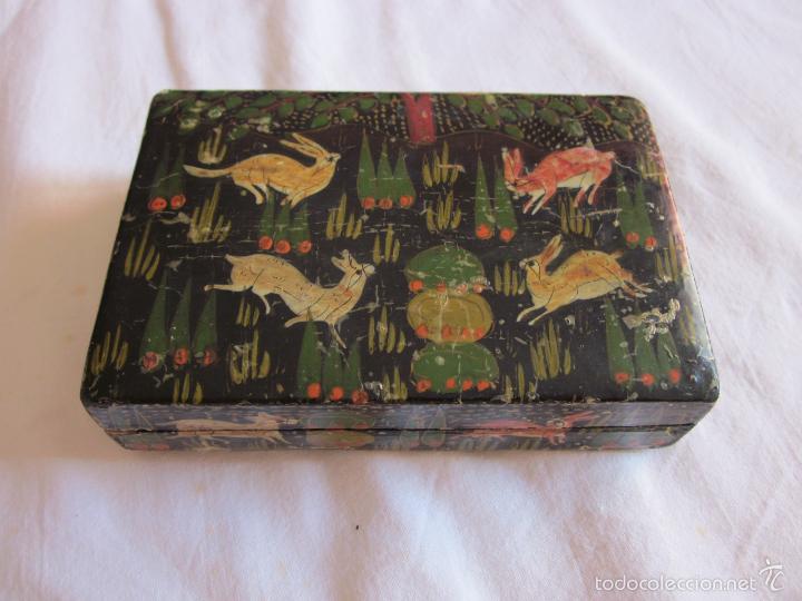 Cajas y cajitas met&aacute;licas: Antigua caja pintada a mano - Foto 3