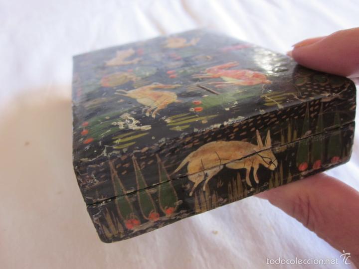 Cajas y cajitas met&aacute;licas: Antigua caja pintada a mano - Foto 6