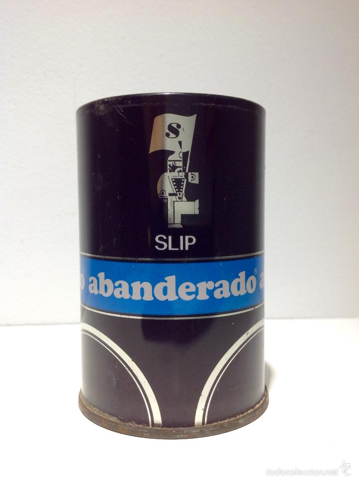 Caixas e caixinhas met&aacute;licas: antigua lata de slip abanderado,a&ntilde;os 80