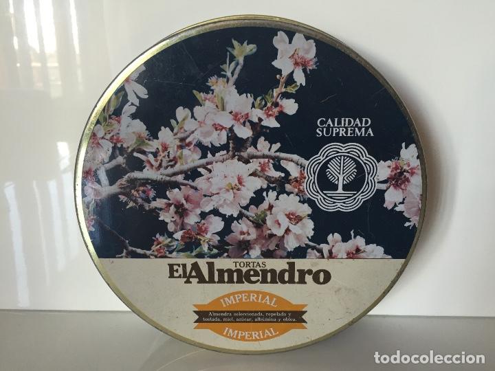 Cajas y cajitas met&aacute;licas: Antigua caja lata Tortas El Almendro Imperial Redonda