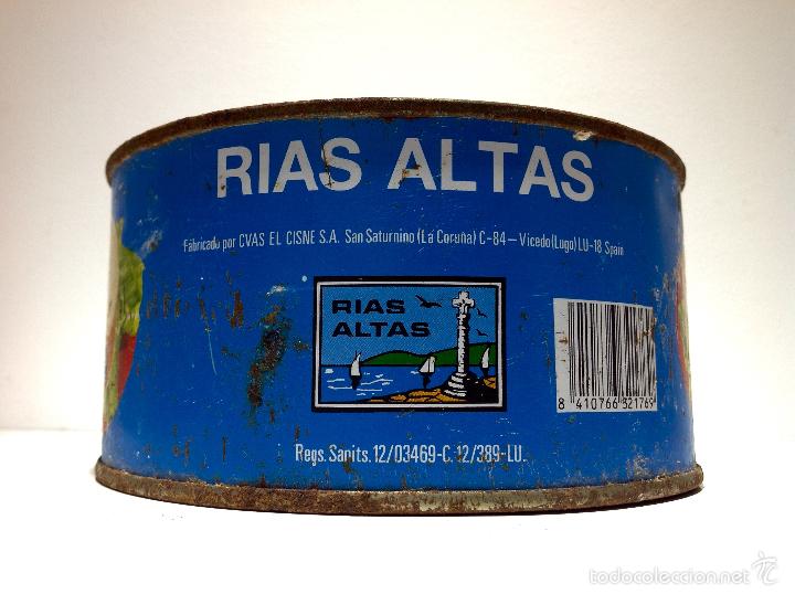 Cajas y cajitas met&aacute;licas: ANTIGUA LATA DE ATUN EN CONSERVAS * RIAS ALTAS *SAN SATURNINO ( LA CORU&Ntilde;A )