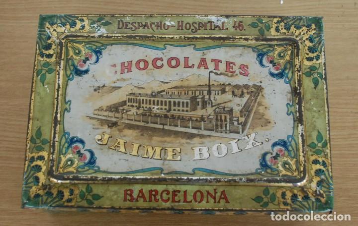 Cajas y cajitas met&aacute;licas: CAJA DE HOJALATA CHOCOLATES JAIME BOIX. SANTS (BARCELONA) PP. SIGLO XX