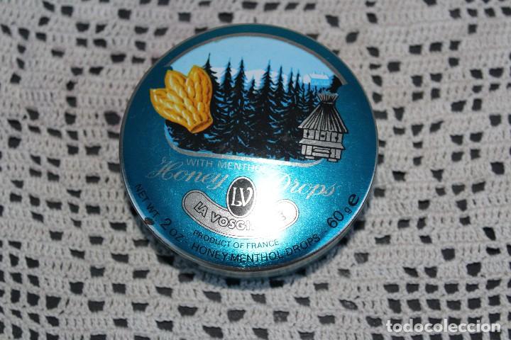 Cajas y cajitas met&aacute;licas: CAJA CARAMELOS LA VOSGIENNE HONEY DROPS WITH MENTHOL product of France