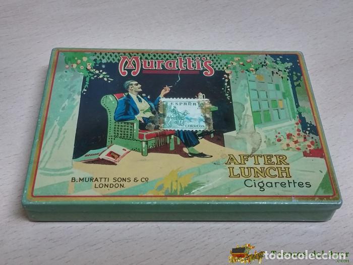 Casse e cassette metalliche: CAJA DE HOJALATA LITOGRAFIADA CON PUBLICIDAD DE MURATTIS AFTER LUNCH, CIGARETTES TIN B.MURATTI SONS