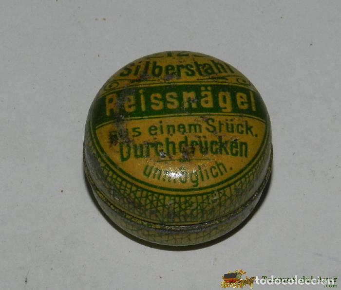 Caixas e caixinhas met&aacute;licas: ANTIGUA CAJA METALICA CON PUBLICIDAD DE REISSNAGEL, MIDE 2,5 CMS.