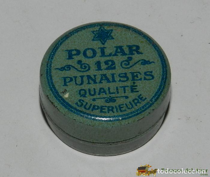 Casse e cassette metalliche: CAJA ESTUCHE METALICA ANTIGUA POLAR 12 PUNAISES, BUEN ESTADO, MIDE 2,8 X 1,5 CM.